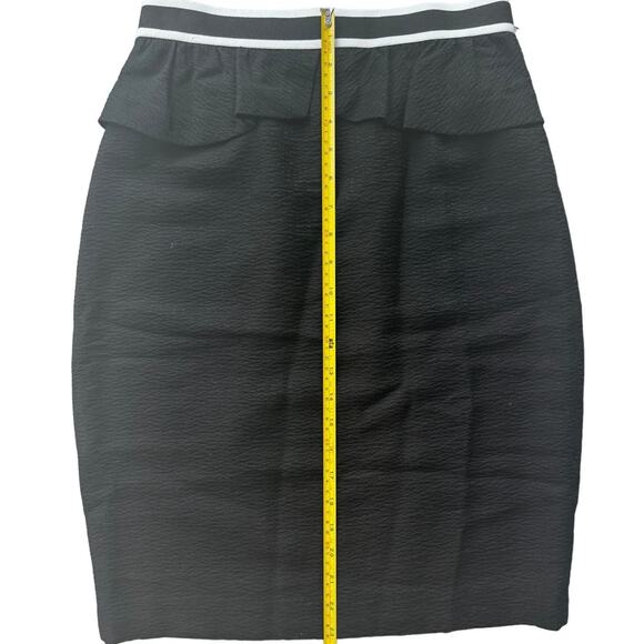 Sandro Textured Preppy Business Peplum Pencil Skirt, Black/White, US Size 6 - Picture 8 of 9